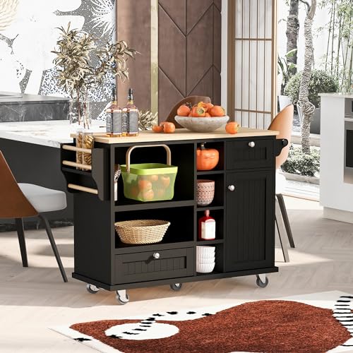 Kitchen Island Cart with Storage Cabinet