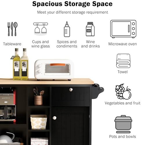 Kitchen Island Cart with Storage Cabinet