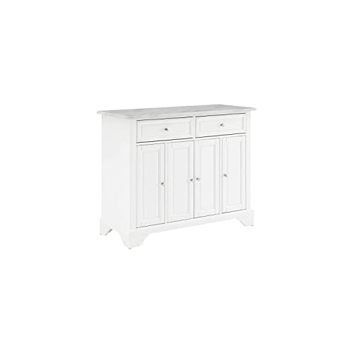 HomeStock Renaissance Rhapsody Kitchen Island with Durable Top and Optional Casters - Island/Cart, Versatile Storage Kitchen Island, Elegant Kitchen Cart White
