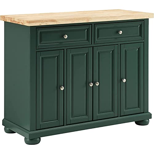 HomeStock Renaissance Rhapsody Kitchen Island with Durable Top and Optional Casters - Island/Cart, Versatile Storage Kitchen Island, Elegant Kitchen Cart Emerald