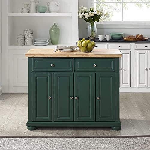 HomeStock Renaissance Rhapsody Kitchen Island with Durable Top and Optional Casters - Island/Cart, Versatile Storage Kitchen Island, Elegant Kitchen Cart Emerald