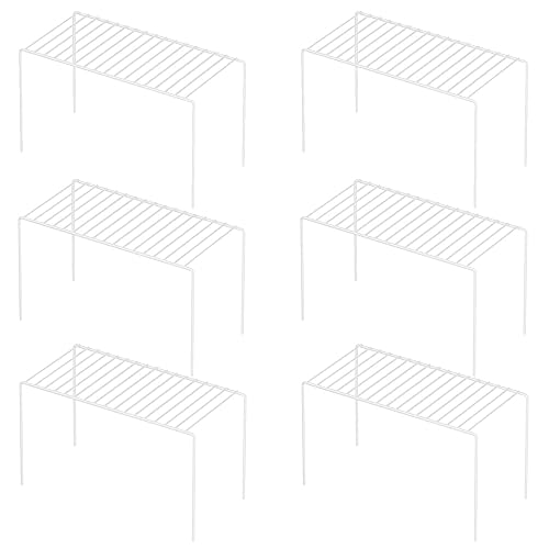 ARCCI Mini Kitchen Cabinet Shelf Organizers Set of 6, Small White Wire Storage Shelves Rack for Pantry, Metal Dish Plate Organizer Rack for Cabinet, Cupboard, Kitchen Organizers and Storage