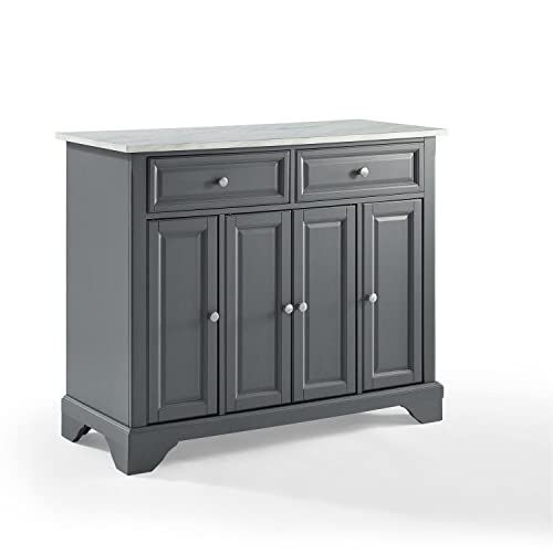 HomeStock Renaissance Rhapsody Kitchen Island with Durable Top and Optional Casters - Island/Cart, Versatile Storage Kitchen Island, Elegant Kitchen Cart Gray