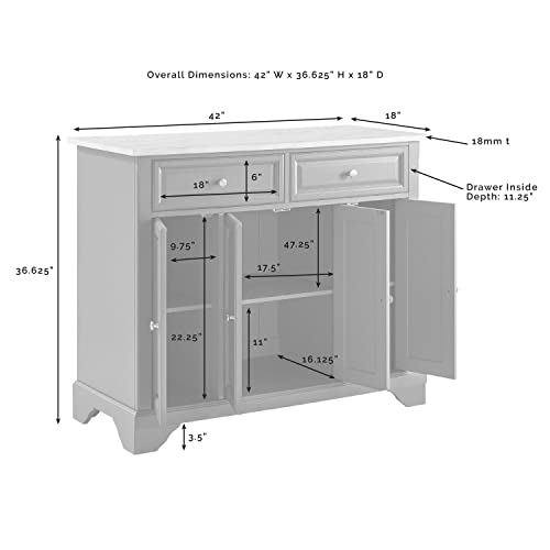 HomeStock Renaissance Rhapsody Kitchen Island with Durable Top and Optional Casters - Island/Cart, Versatile Storage Kitchen Island, Elegant Kitchen Cart Gray