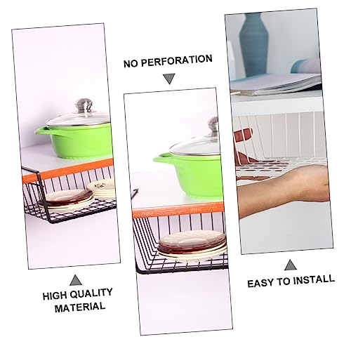 Mobestech under Cabinet Hanging Rack Fridge Organizers Large Capacity Iron Storage Baskets