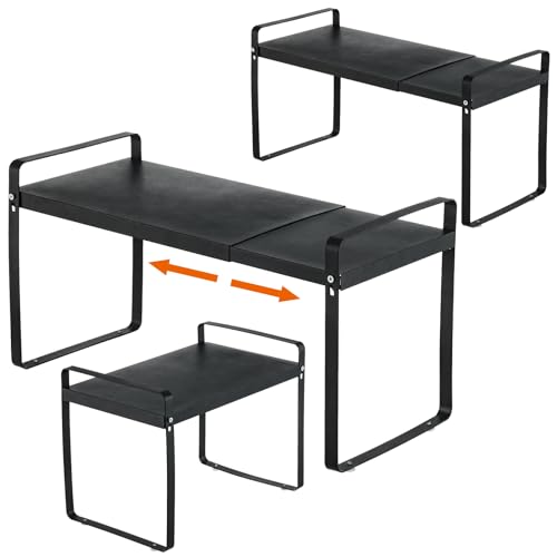 Aertiavty 3 Pack Expandable Cabinet Shelf Organizer Kitchen Shelf Riser Stackable Pantry Shelves Kitchen Organizers