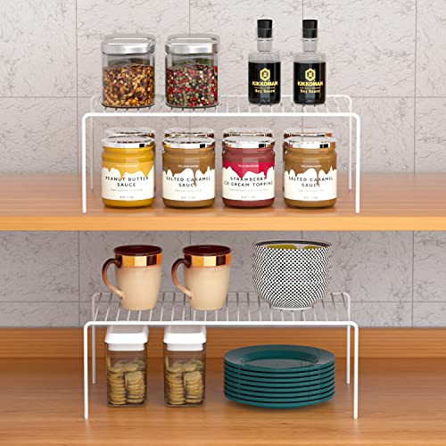 ARCCI Mini Kitchen Cabinet Shelf Organizers Set of 6, Small White Wire Storage Shelves Rack for Pantry, Metal Dish Plate Organizer Rack for Cabinet, Cupboard, Kitchen Organizers and Storage