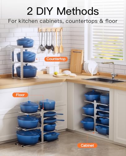 ORDORA 8-Tier Pots and Pans Organizer under Cabinet, Kitchen Cabinet Organizers and Storage
