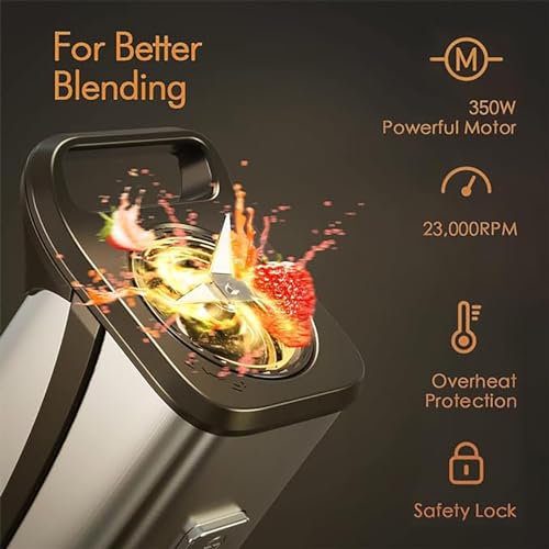Portable Blender, Smoothie Blender 350W, Personal Blender for Shakes and Smoothies with 2x20oz Portable Sport Bottles, Mini Blender Made of BPA-Free Tritan Material, Silver