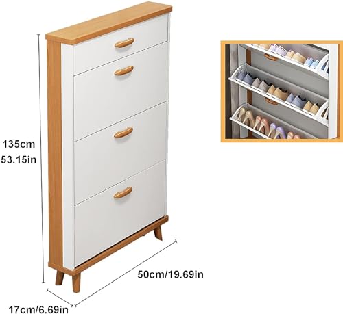 HOBIBA Shoe Storage Cabinet, Narrow Shoe Cabinet, Slim Shoe Cabinet, Small Shoe Bench, Shoe Stool for Entryway Shoe Organizers(Size:50cm/19.69in