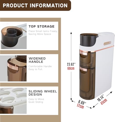 2-Tiers Slim Bathroom Storage Cabinet, Narrow Organizers and Cabinet with Drawers, Beside Toilet Paper Storage for Bathroom (2-Tiers)