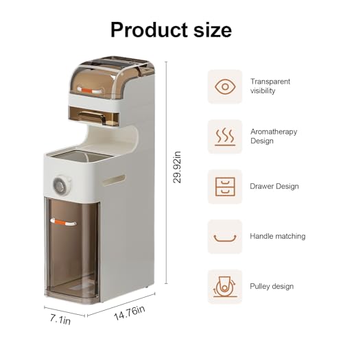 Slim Bathroom Storage Cabinet, Narrow Storage Cabinet with Movable Wheels, Waterproof Bathroom Organizers & Toilet Paper Holder, Drawer Cabinet for Small Spaces, Bathroom, Kitchen, Laundry (M)