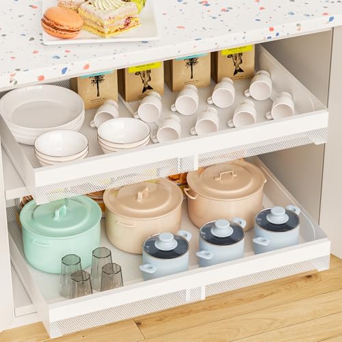 Hisencn 2 Pack Pull Out Cabinet Organizers, White 15.35/16.5