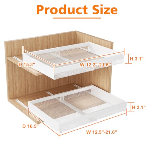 Hisencn 2 Pack Pull Out Cabinet Organizers, White 15.35/16.5