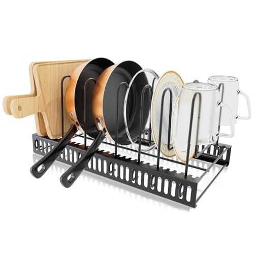 Vehookin 10 Tier Pot and Pan Organizer Rack for Cabinet,Expandable Pot Lid Organizer Holder Pot Organizers inside Cabinet for Kitchen Cabinet Organizers and Storage.