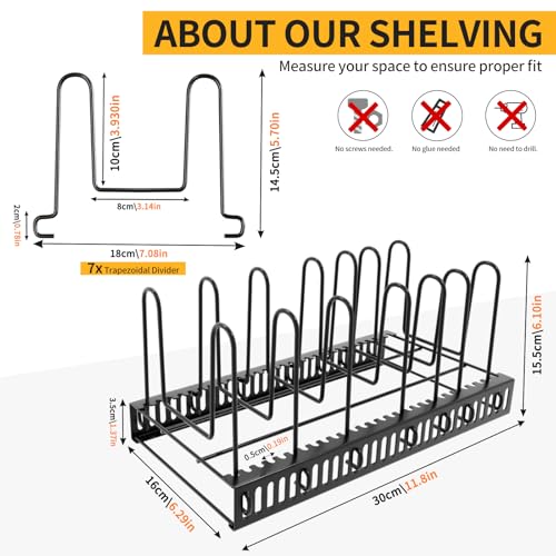 Vehookin 10 Tier Pot and Pan Organizer Rack for Cabinet,Expandable Pot Lid Organizer Holder Pot Organizers inside Cabinet for Kitchen Cabinet Organizers and Storage.