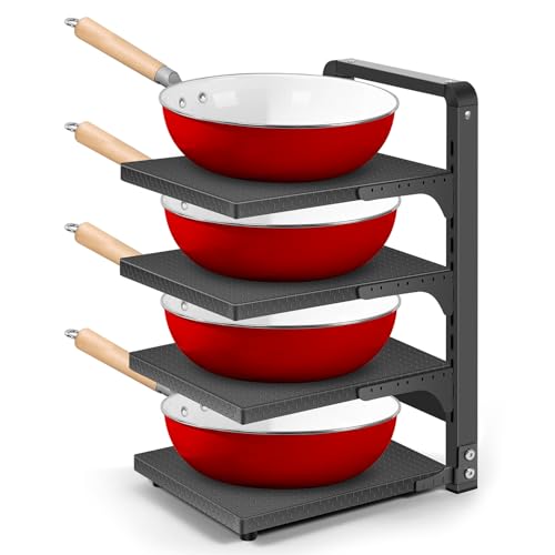 SIMPFIT Pots and Pans Organizer under Cabinet, Heavy Duty Pan Organizers for Cabinet & Counter