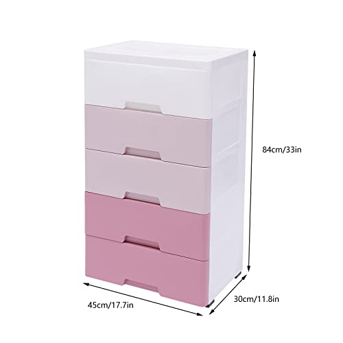 Weglae Plastic Drawers Dresser Storage Cabinet,Drawer Organizers,Storage Cabinet,Plastic Closet Dresser,Organizer Unit with 5 Drawers and Wheel for Bedroom