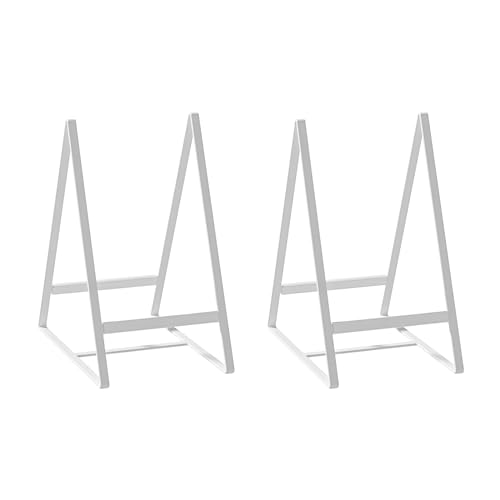 Hikinlichi 2 Pack Triangle Plate Holders Organizers Large Upright Cabinet Dish Drying Racks Metal Plate Dish Organizers Racks Stands for Countertop and Cupboard White