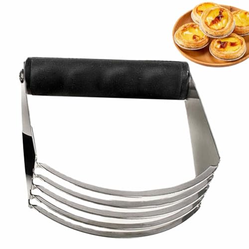 Pastry Blender Cutter - Heavy Duty Bladed Pastry Blender | Dough Scraper with Handle | Stainless Steel Dough Blender | Multi Functions Professional Dough Blender Mixer for Baking