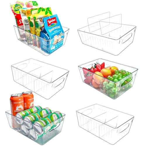 JAWEAVER 6 Pack Pantry Organizers and Storage, Fridge Organizer, Refrigerator Organizers and Storage, Freezer Organizer Bins, Kitchen Spice Organization for Cabinet, Organization and Storage