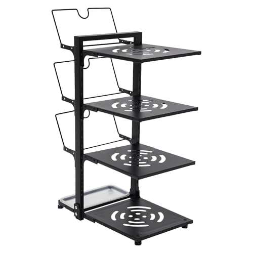 VPABES 4 Tier Pan Organizer Rack for Kitchen Cabinet, Pan Organzier Rack, Adjustable Pot Organizers Inside Cabinet, Pan Rack Shelf for Kitchen Cabinet Organizers and Storage,Black