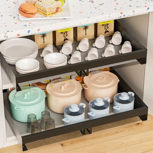 Hisencn 2 Pack Pull Out Cabinet Organizers, White 15.35/16.5