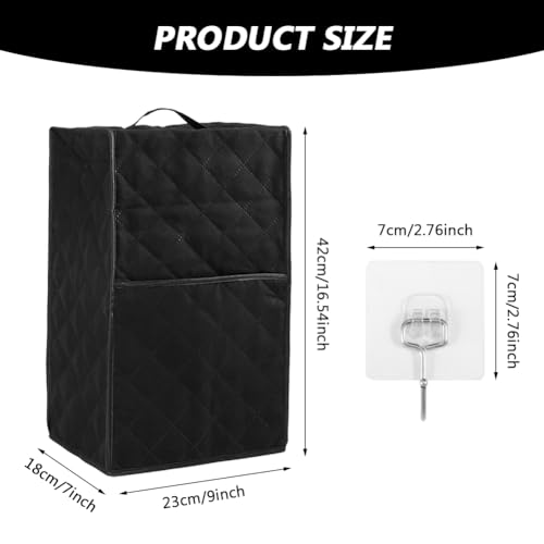 CALIDAKA Kitchen Blender Dust Cover, Blender Covers Compatible with Most Blender, with 2 Hooks, Polyester Dust Proof Stain Resistant Blender Cover for Home Kitchen (Black)