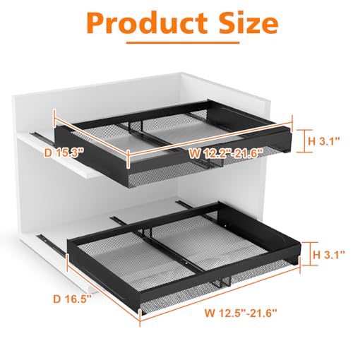 Hisencn 2 Pack Pull Out Cabinet Organizers, White 15.35/16.5