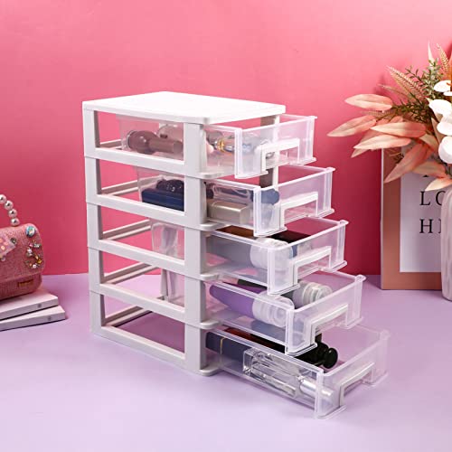 Drawer Storage Tower Multifunctional Storage Cabinet Clear Drawer Organizers White Desktop Box Type Cabinet for Craft Stationary Sundries Holder