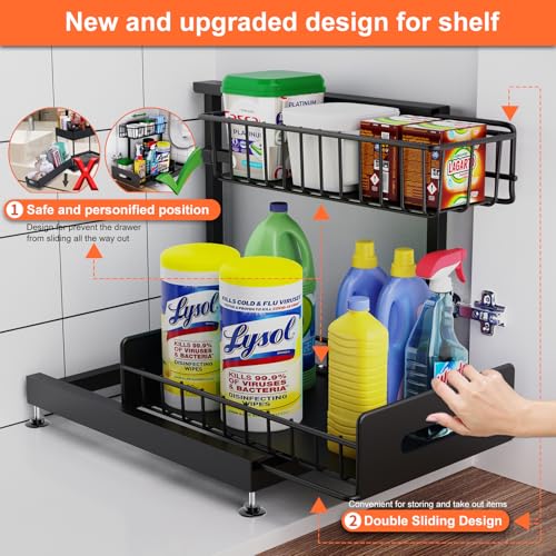 2 Pack Under Sink Organizers and Storage,Pull Out Cabinet Organizer