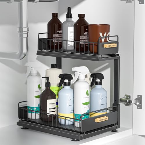 HOMEBOSILY Under Sink Organizer, Pull Out Kitchen Cabinet Organizer