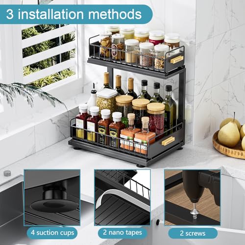HOMEBOSILY Under Sink Organizer, Pull Out Kitchen Cabinet Organizer