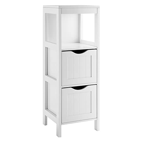 Giantex Bathroom Organizers and Storage Cabinet - Storage Organizer Rack Stand with 2 Removable Drawers, Anti-Toppling Device, Corner Unit, Narrow Toilet Paper Cabinet, Bathroom Floor Cabinet (White)