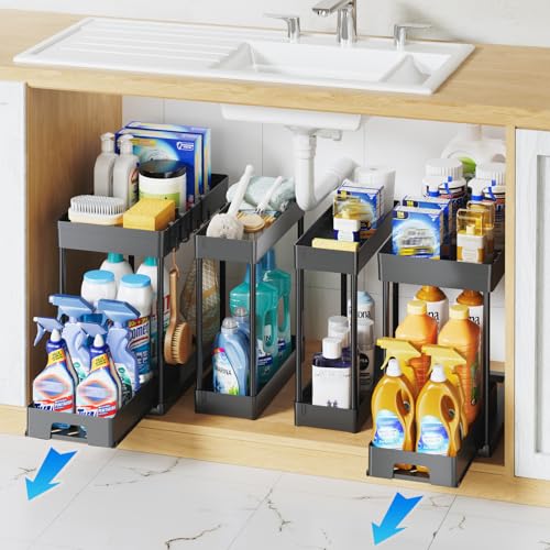Delamu 4 Pack Under Sink Organizers and Storage