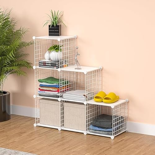 TUMUCUTE Closet Organizer, Organizers and Storage,Cabinet Metal Shelf Rack Storage Shelves Bookshelf,Toy Organizers and Storage Bins (6-Cube, White)
