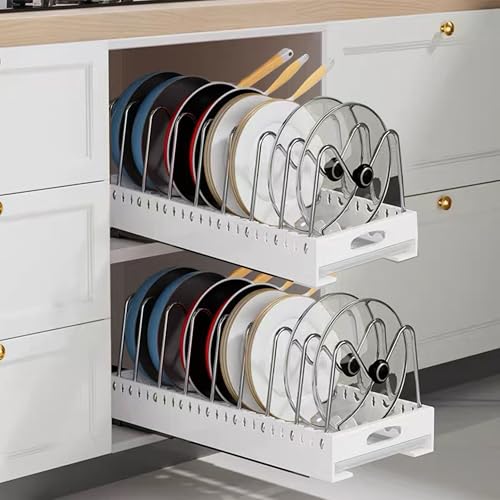 bealy 2 pack Pots and Pans Organizer for Under Cabinet