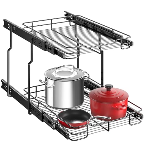 Delamu Pull Out Cabinet Organizer, Heavy Duty Cabinet Shelf Organizers