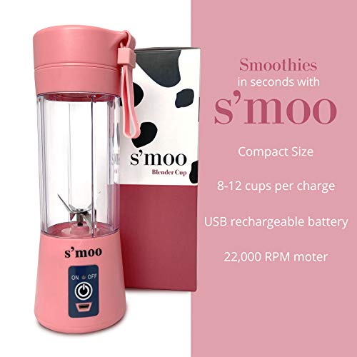 S'moo Portable Blender for Shakes and Smoothies, Portable Blender USB Rechargeable, Mini Fast Portable Blender, Personal blender bottles electric, best small blender for smoothies 13 Oz
