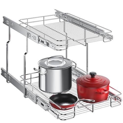 Delamu Pull Out Cabinet Organizer, Heavy Duty Cabinet Shelf Organizers