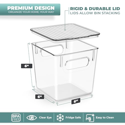 Sorbus 8-Pack Small Clear Plastic Storage Bins – Organizers for Kitchen, Pantry, Fridge, Cabinet & Refrigerator