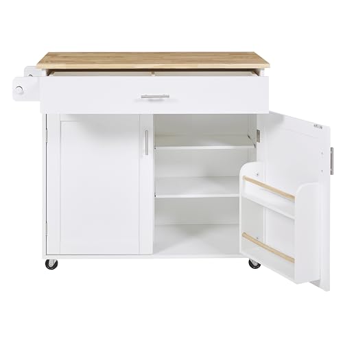 RuiSiSi Kitchen Island Cart with Wood Drop Leaf