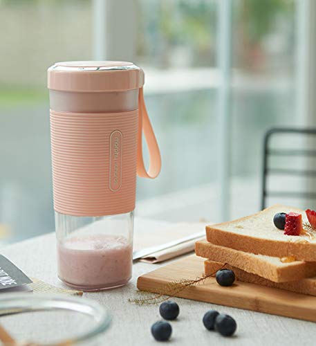 QREZ Portable Blender, Mini Blender Smoothie Maker with USB Rechargeable Electric Blender Professional Commercial for Vegetables and Fruit Smoothie Maker Blender Food Processor 1400Mah 300Ml,Pink