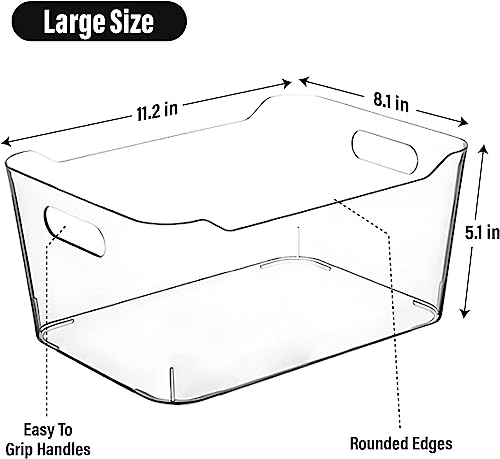 CONTROL KITCHEN Clear Plastic Storage Bins for Kitchen Organization or Pantry Organizers and Storage, Freezer Organizer Storage Containers Bin for Organizing Refrigerator Cabinet Organizers (8, Large)