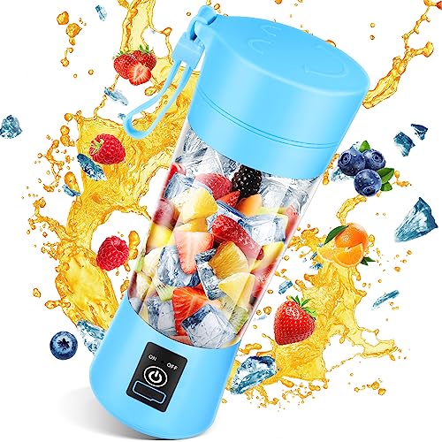 Portable Blender,Personal Blender for Shakes and Smoothies with Rechargeable USB Port,Fresh Juice Personal Size Blender with 380ml and 6 Blades,Mini Blender for Office