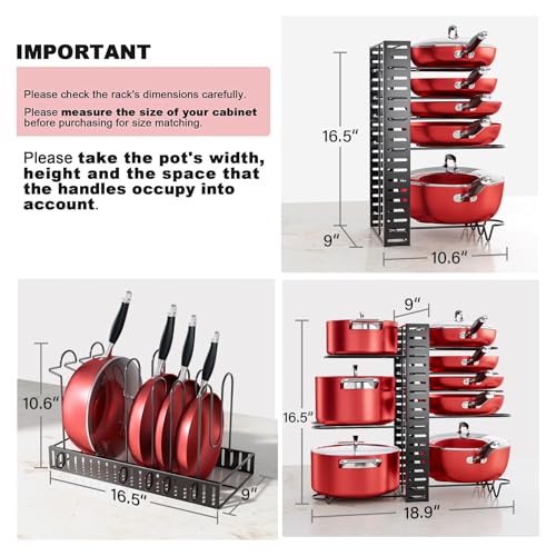MUDEELA Pots and Pans Organizer Rack under Cabinet