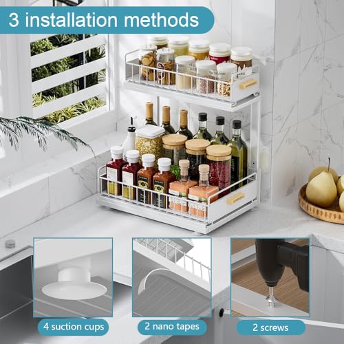 HOMEBOSILY Under Sink Organizer, Pull Out Kitchen Cabinet Organizer