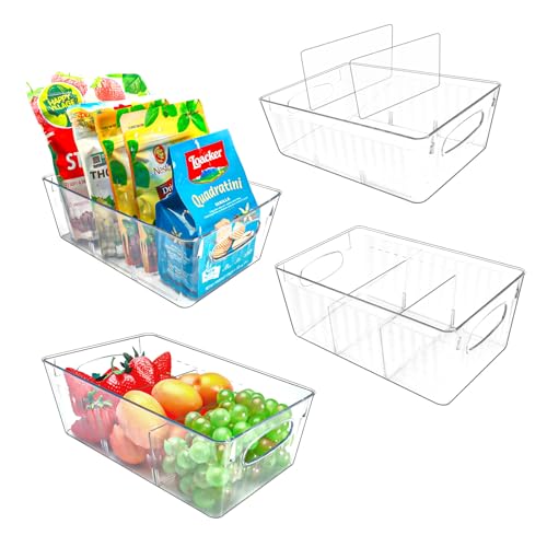 JAWEAVER 4 Pack Pantry Organizers and Storage, Fridge Organizer, Refrigerator Organizers and Storage, Freezer Organizer Bins, Kitchen Spice Organization for Cabinet, Organization and Storage