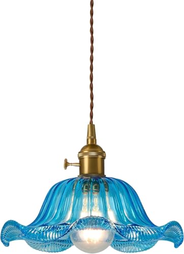 ACDXLK Kitchen Island Glass Pendant Lights, Blue Light Fixtures, Kitchen Island Pendant Lights, Schoolhouse, Entry, Foyer,.