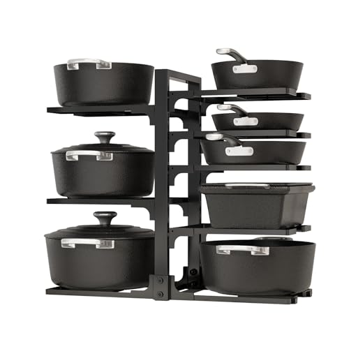 Fovkdcvw Adjustable Pots and Pans Organizer Under Cabinet